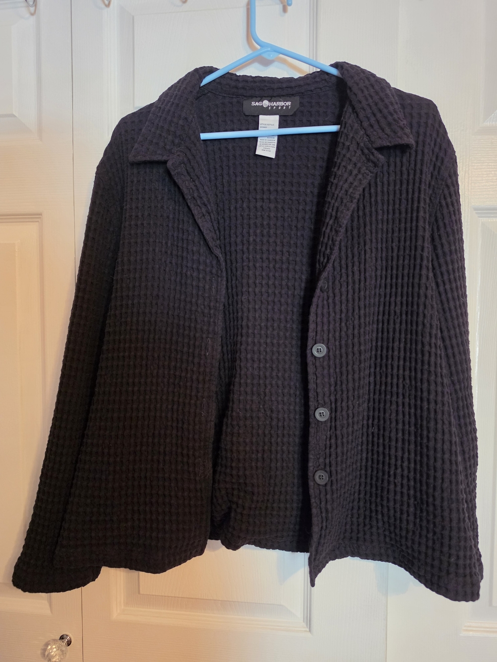 Sag Harbor Black Textured Button-Front Jacket